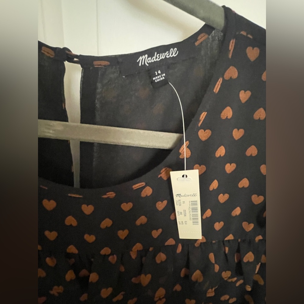 Madewell Xl size 14 new with tags black heart ruffle dress